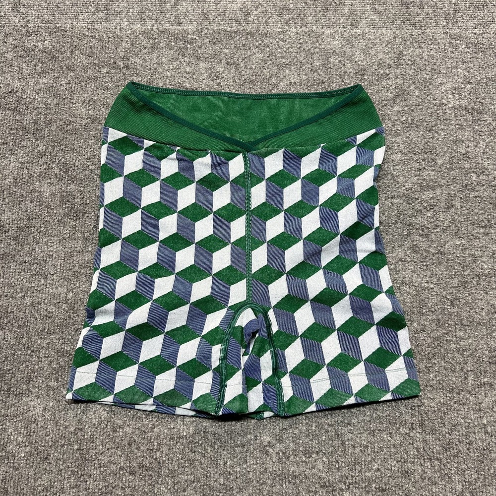 FP Movement Shorts Womens S Green Geometric Biker High Rise 4.5 Inseam Athletic